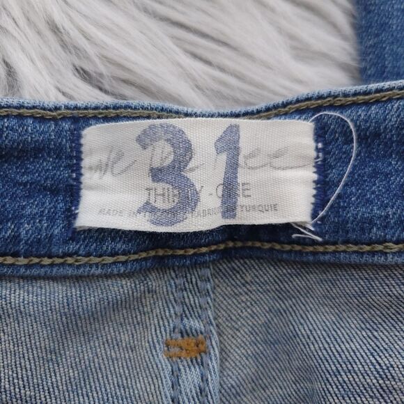 Free People We The Free Sabrina Super Skinny Distressed Jeans Button Fly Size 31 - Picture 12 of 14